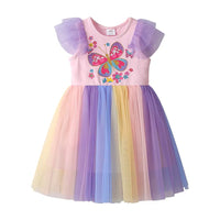 Colorful Butterfly Tulle Cotton Dress