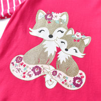 Squirrel Ruffled Cotton Long Sleeve Tops