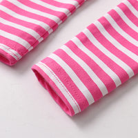 Squirrel Pink Stripe Long Sleeve Cotton Dress