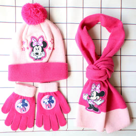 4-8 Years Minnie Mouse hats scarf gloves hat knitted sets For girl