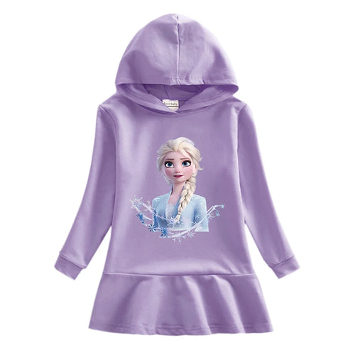 Frozen Elsa Princess Autumn Winter Sweatershirt Dresses Girls Long