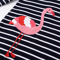 Black and White Cotton Flamingo Long Sleeved Hood Dress/Tunic