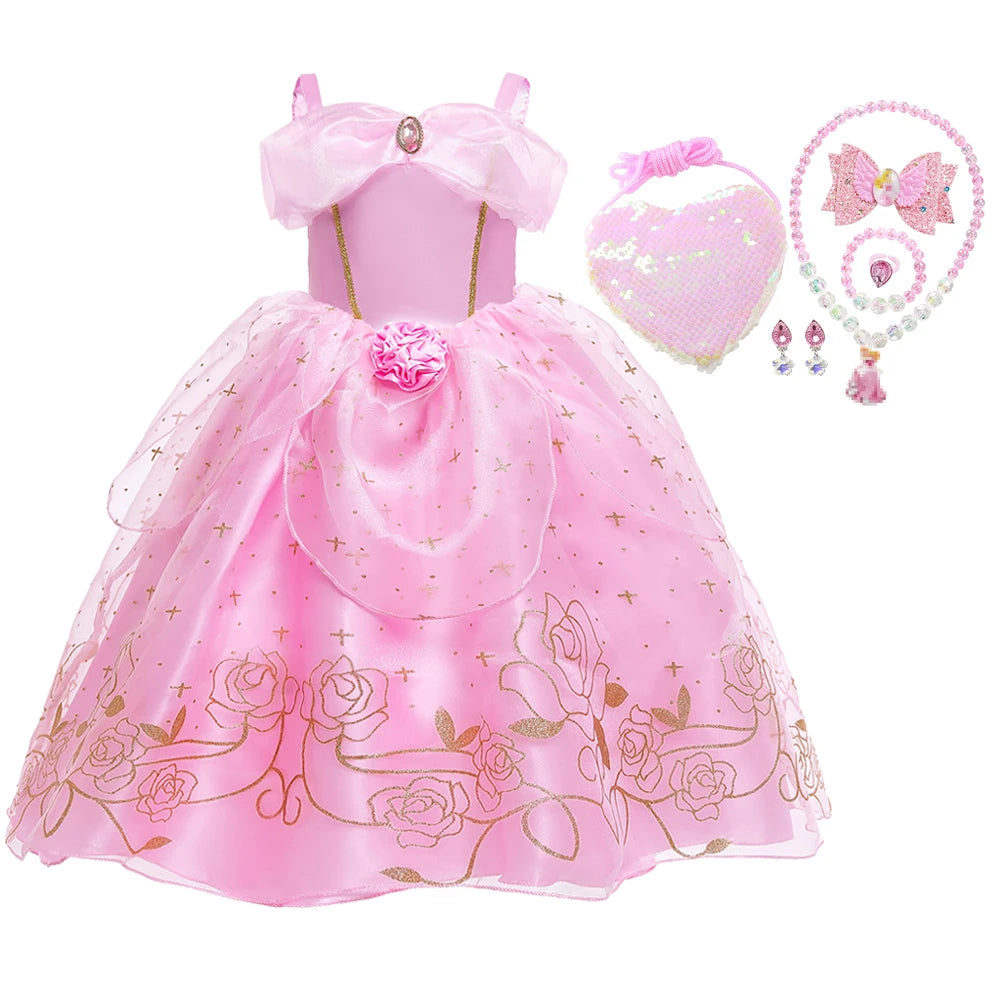 2023 Girls Sleeping Beauty Aurora Princess Cosplay Dress Kids