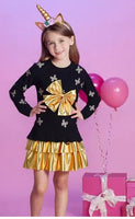 5t Gold and Black Top Bow Sweater Golden Tutu Dress