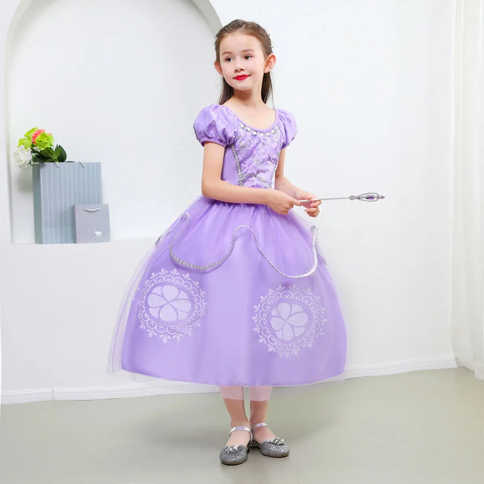 Kids Cartoon Sophia the First Anime Costume Girls Princess Dress