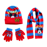 4-8Years boys Mickey hat scarf gloves hat knitted set