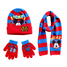 4-8Years boys Mickey hat scarf gloves hat knitted set
