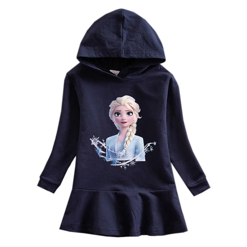 Frozen Elsa Princess Autumn Winter Sweatershirt Dresses Girls Long