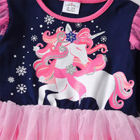5t Girls Unicorn Cotton Dress with Ruffle Skirt
