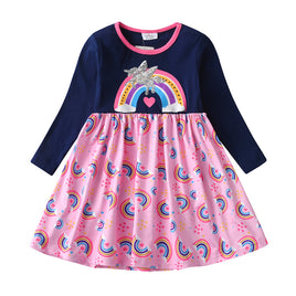 Long Sleeve Sequin Unicorn Cotton Dress Size 6