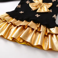 5t Gold and Black Top Bow Sweater Golden Tutu Dress