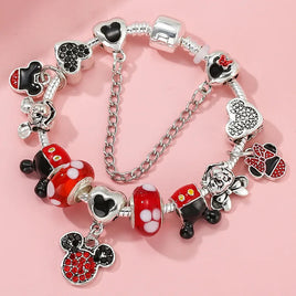 925 Silver Mickey Minnie Mouse Disney Charms Bead Pendant Fit