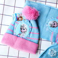 4-8Years children's hat Elsa princess  hat scarf gloves hat knitted set