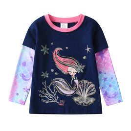 Mermaid Glitter Shell Cotton Tshirt for girls