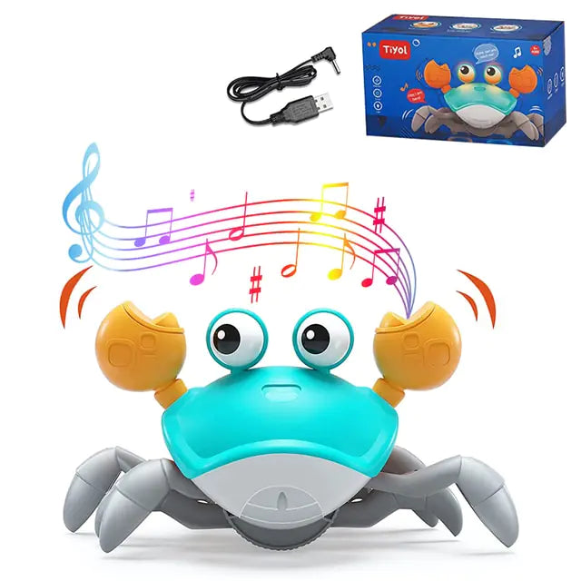 Cute Sensing Crawling Crab Baby Toys Interactive Walking Dancing with Music Automatically Avoid Obstacles Toys for Kids Toddler