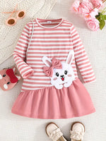 Cute Rabbit Patched Long Sleeve Dress