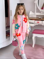 Adorable 3D Floral Decor Two-Piece Outfit