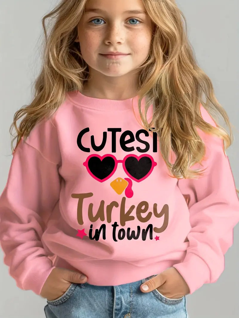 Cutest Turkey Print Girls Sweatshirt