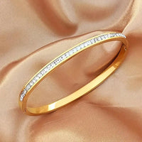 Stainless Steel Bracelet with Sparkling Rhinestones