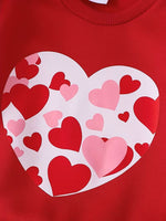 Heart Red Long Sleeve Fleece With Leggings Valentine Two-Piece Outfit
