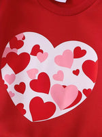 Heart Red Long Sleeve Fleece With Leggings Valentine Two-Piece Outfit