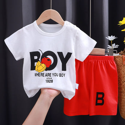 Summer Kids Short Sleeve+Shorts Boy Fashion Clothing Set Baby Girls Lovely Outfits Dresses