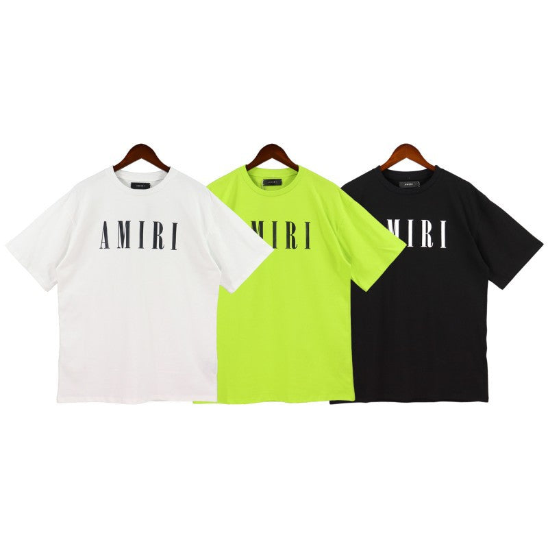 Cross-border wholesale correct version amiri splash ink flow paint camouflage starry sky graffiti letters short sleeve High Street sweethearts T-shirt