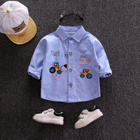 Spring New Boys Clothing Long Sleeve Lapel Cartoon Pattern Printed Single-breasted Trend Casual  Top Shirt