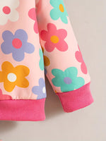 Comfy Floral Print Girls Hooded Fleece Jacket with Zipper Front
