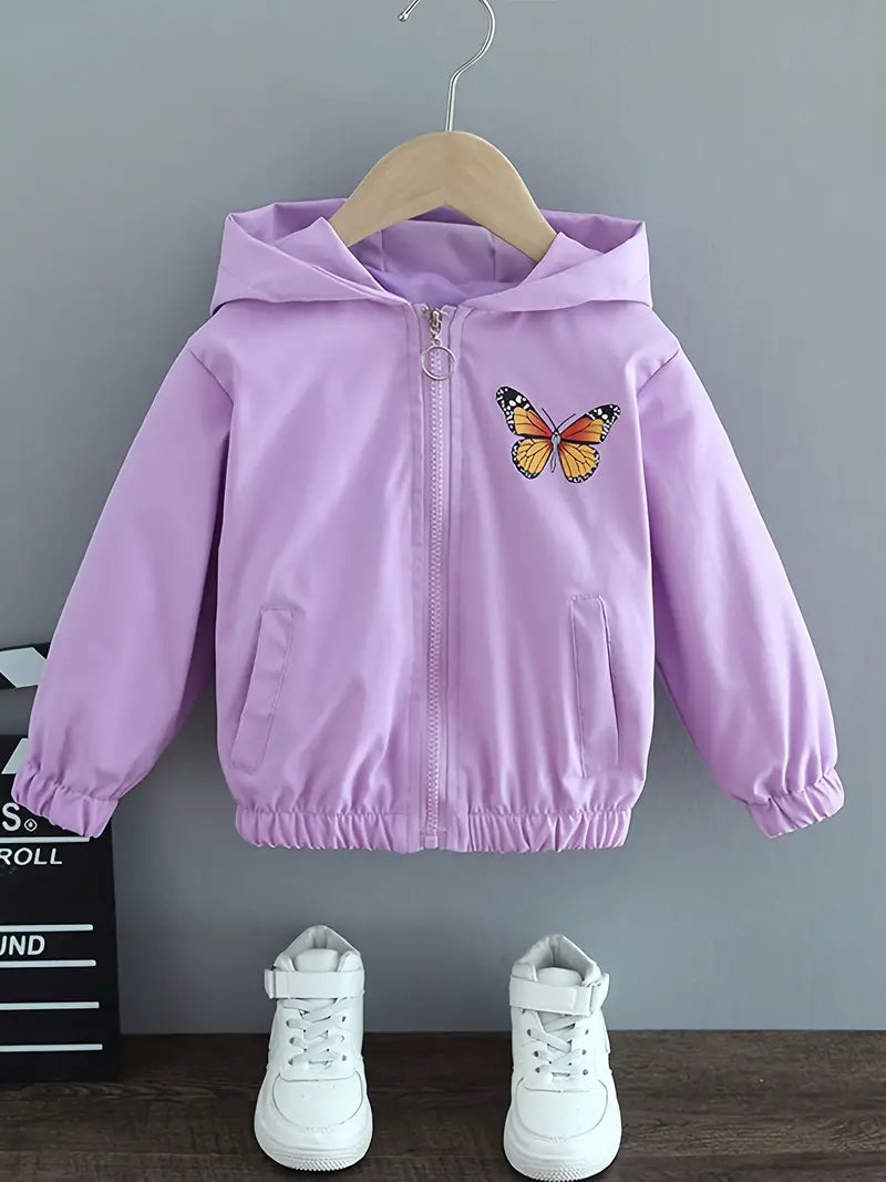 Vibrant Sequined Butterfly Hooded Jacket for Girls