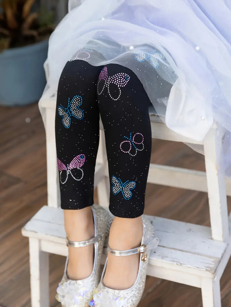 Vibrant Butterfly Print Comfy Leggings for Girls