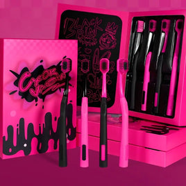 Black & Pink Soft Hair Toothbrush Set