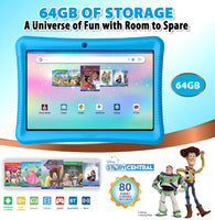 K102 Blue 10" Kids Android 64GB Tablet with Disney E-books and videos