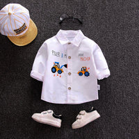 Spring New Boys Clothing Long Sleeve Lapel Cartoon Pattern Printed Single-breasted Trend Casual  Top Shirt