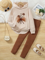 Striped Floral Embroidery Two-Piece Set