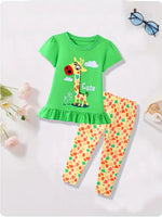 Cute Giraffe Print 2 Piece Set