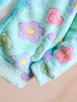 Hooded Plush Jacket with & Rainbow Print