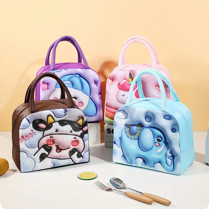 Lightweight Kids' Lunch Bag with Cute 3D Cartoon, Durable & Water-Resistant