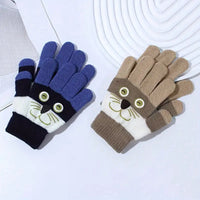 2-4Y Cute Knitted Gloves with Doggy Mustache