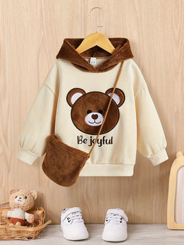 Plush Cute Bear Embroidery Hoodie