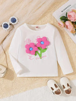 Cotton T-Shirt For Girls With 3D Flower Print