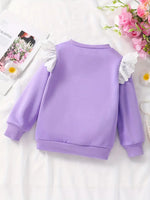 3D Flower Sweatshirt with Lace Sleeves