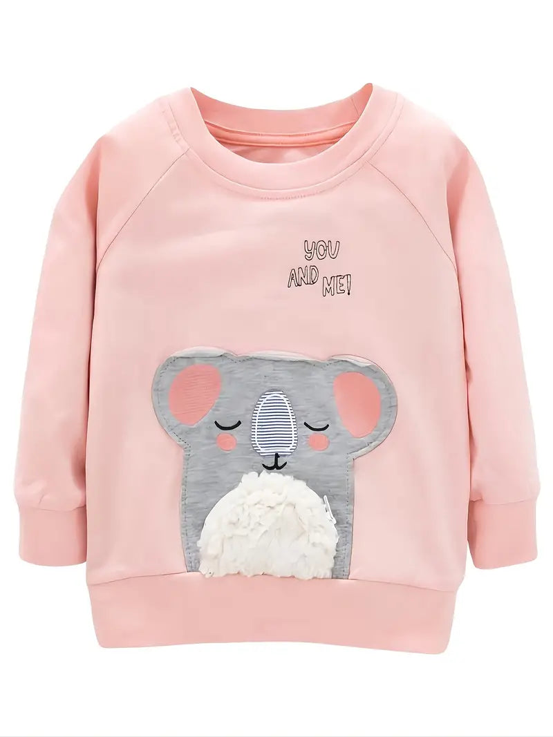 Koala Sweatshirt With Animal Embroidered Zip Pocket