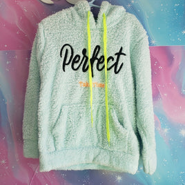 Mint Green Fleece Hoodie with Neon Accents For Girls Size 7