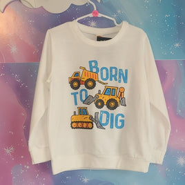 4t Kids White 'Born to Dig' Sweatshirt