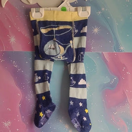 Kids Helicopter Patterned Tights - Blue and Yellow