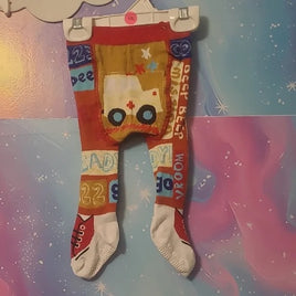 Colorful Cotton Baby Tights with Ambulance Design