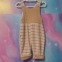 6-9 Mnths Tan Striped Kids Overalls