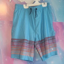 Blue Striped Boys Spider Swim Shorts