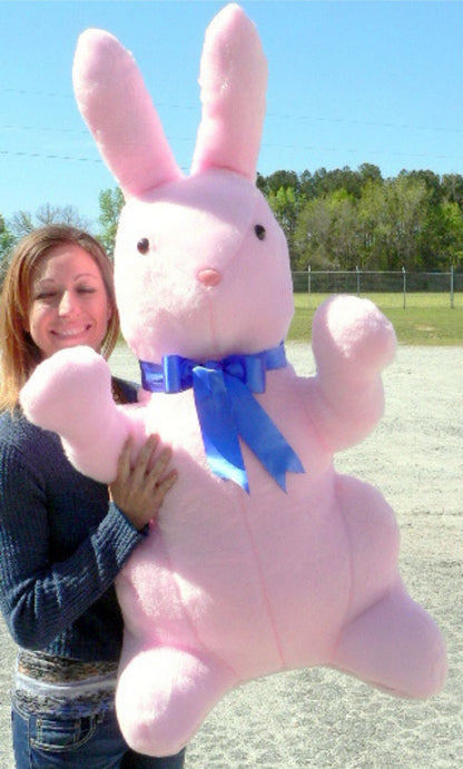 Giant Stuffed Bunny Rabbit 3 and 1/2 feet Tall Pink Color Stuffed Soft